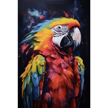 Black Background Parrot Painting